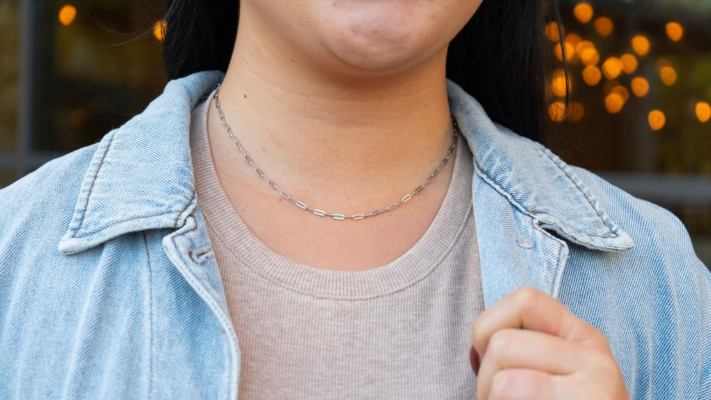 Luxe Silver Delicate Paper Clip Chain - 18"