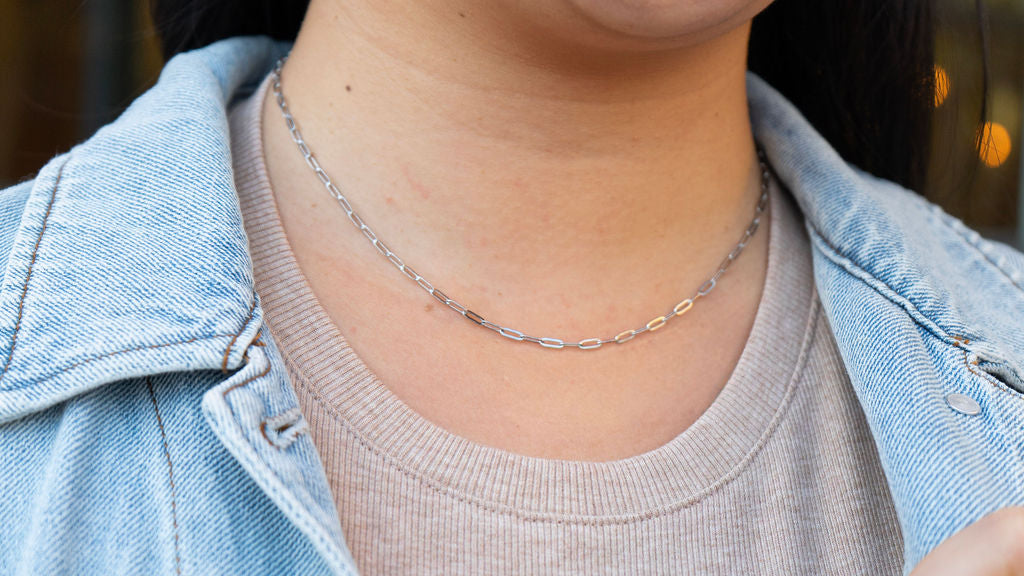 Luxe Silver Delicate Paper Clip Chain - 18"