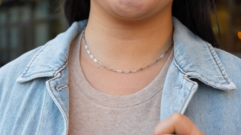 Luxe Silver Delicate Paper Clip Chain - 18"