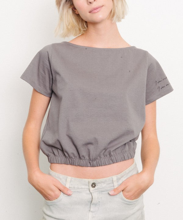 PRE WASHED HEAVY COTTON Graphic Print Top