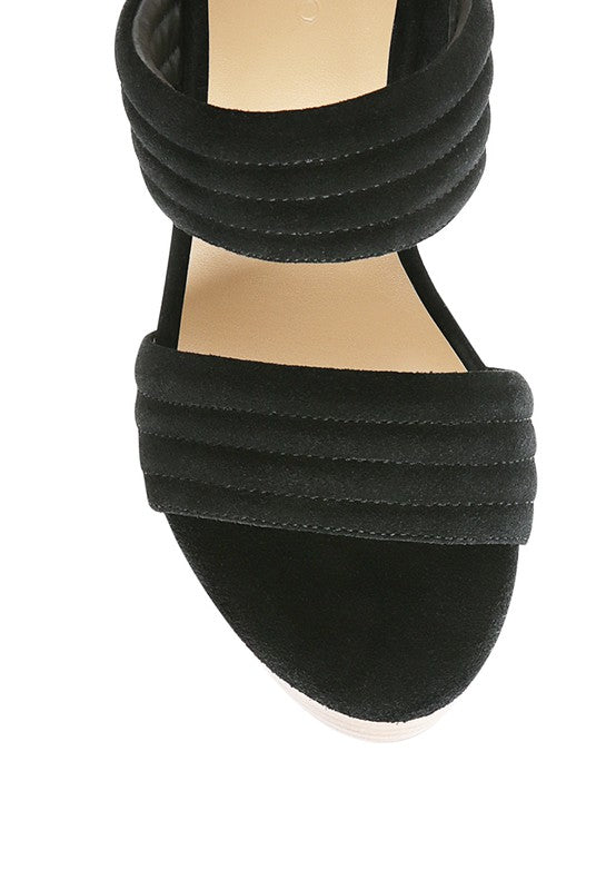 RAG&CO SUEDE SLIP-ON BLOCK HEELED SANDAL