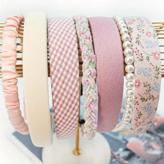 Pink Headband Set of 7