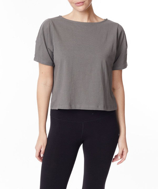 PRE WASHED HEAVY COTTON PRINCESS PUFF SLEEVE CROP