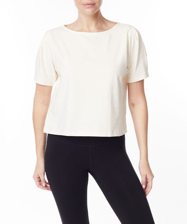 PRE WASHED HEAVY COTTON PRINCESS PUFF SLEEVE CROP