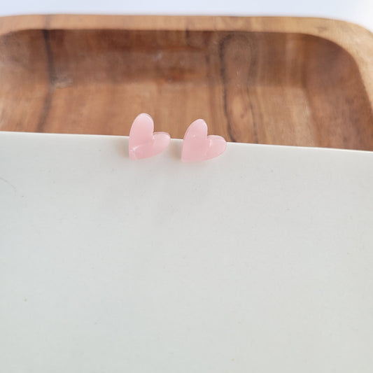 Hand Drawn Heart Studs- Pink