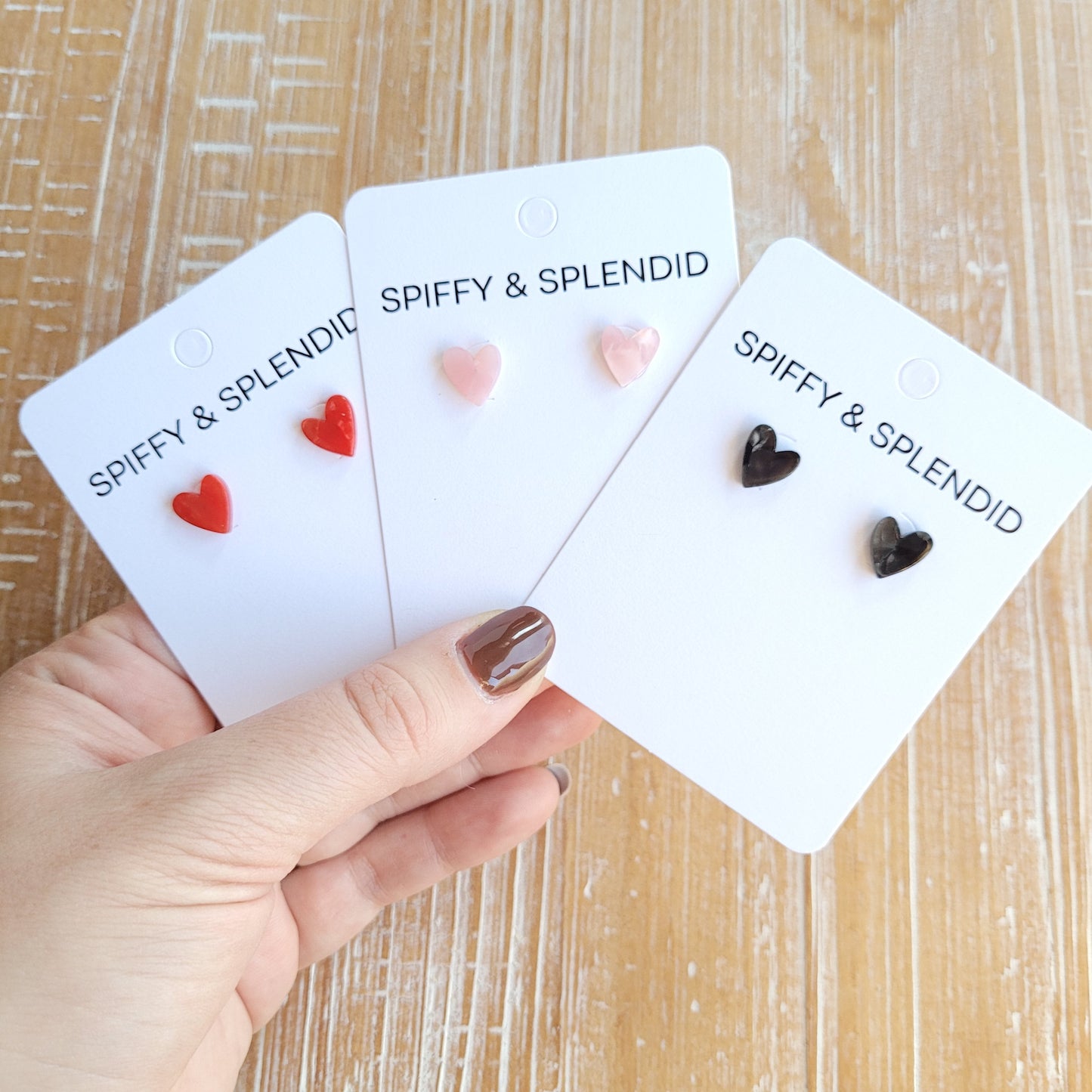 Hand Drawn Heart Studs- Pink