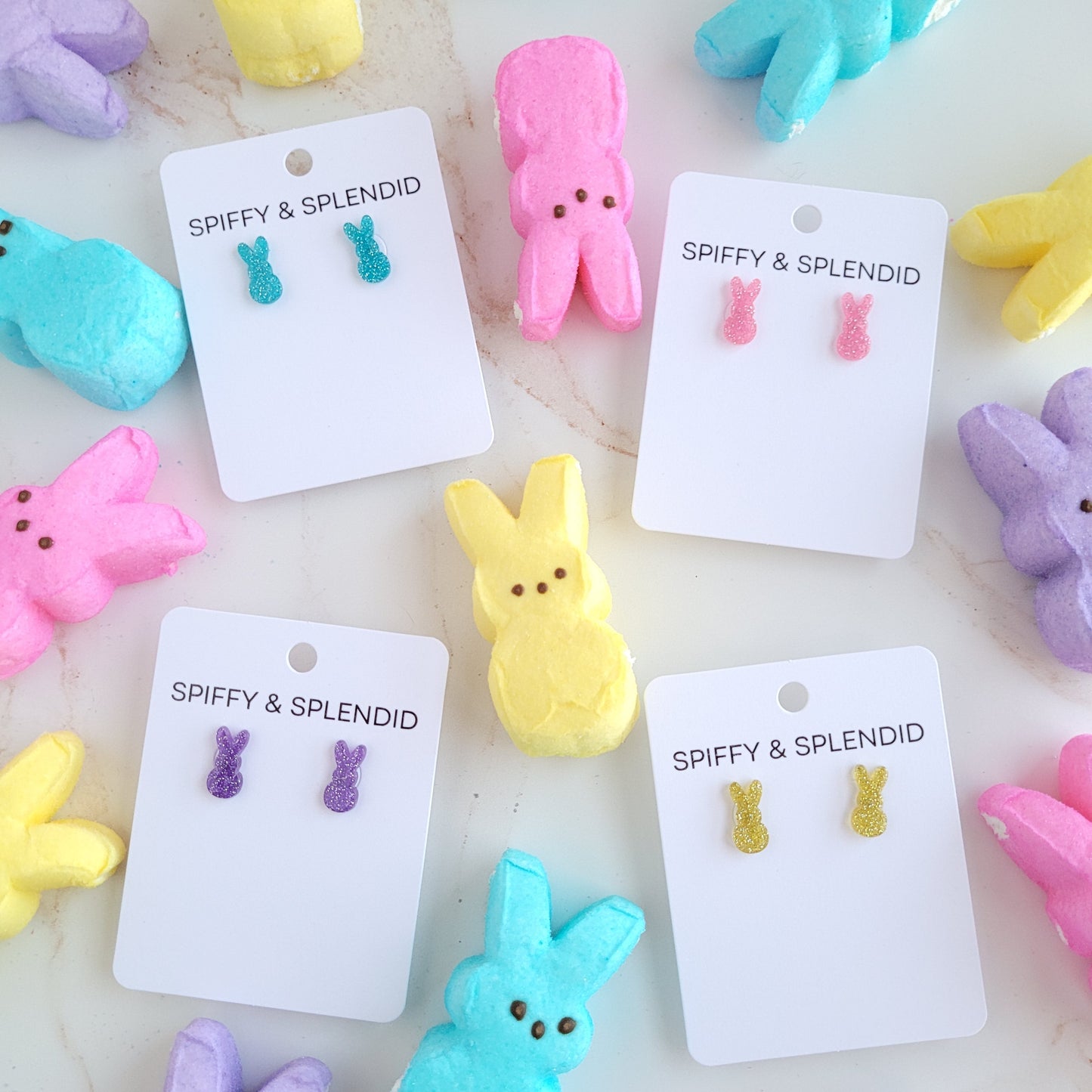 Glitter Bunny Studs - Purple