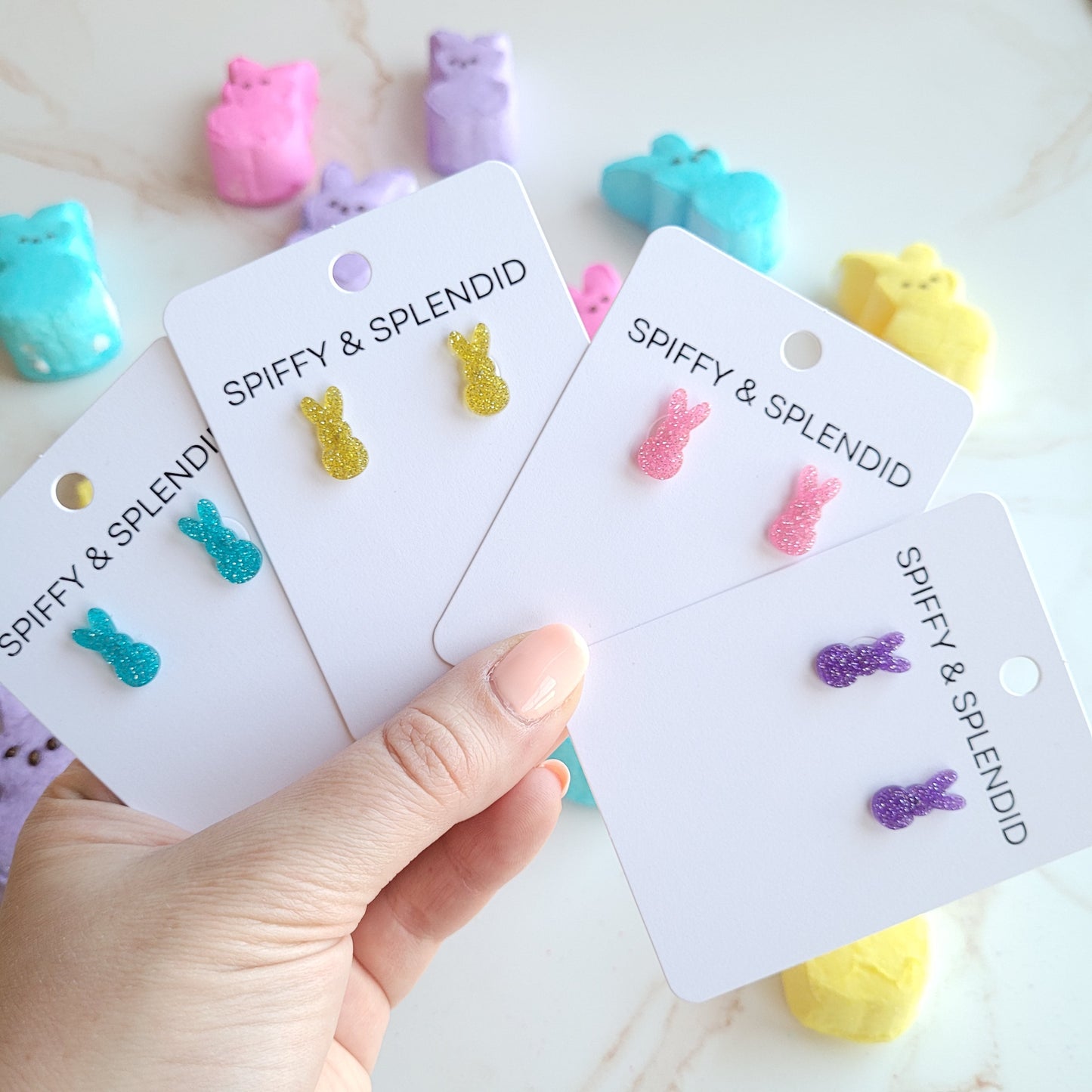 Glitter Bunny Studs - Purple