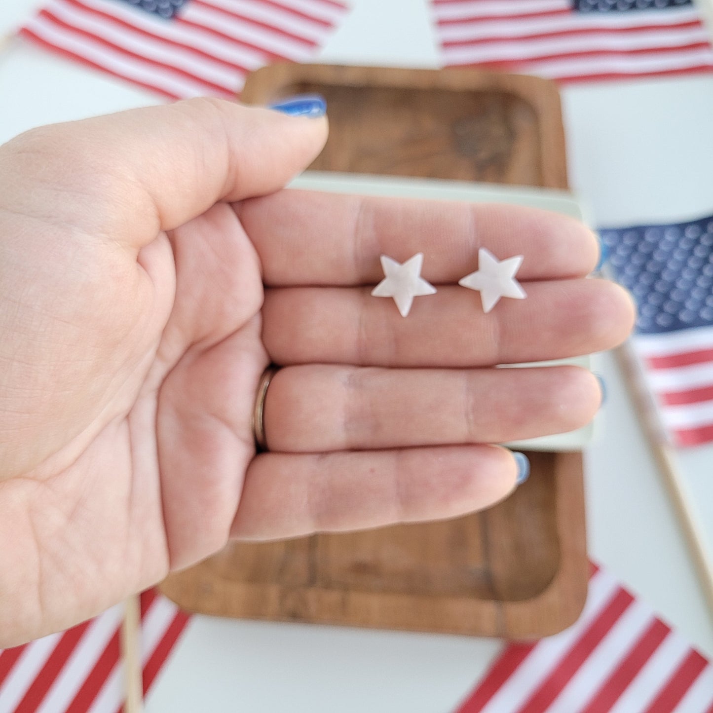 Star Studs- Pearly White