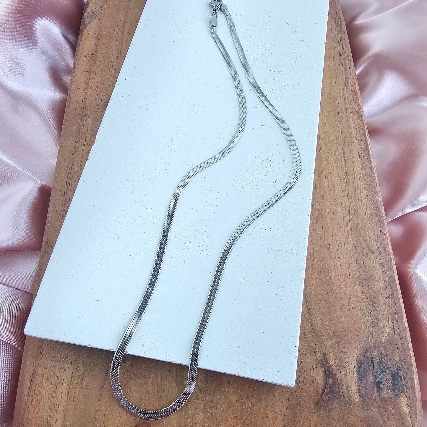 Luxe Silver Delicate Herringbone Chain - 18"