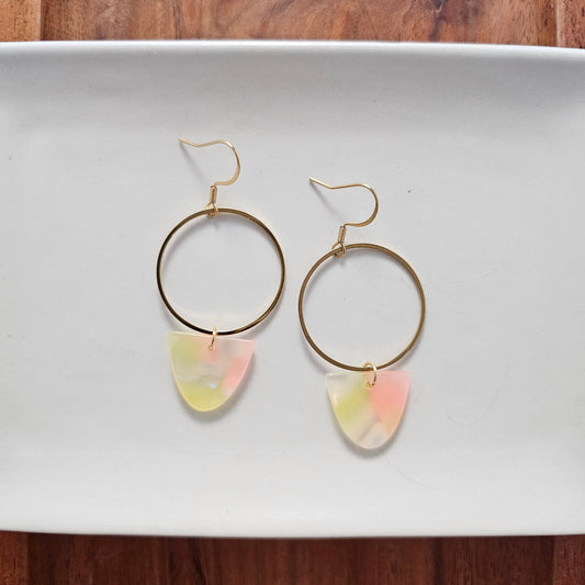 Iris Earrings Large - Iridescent Neon