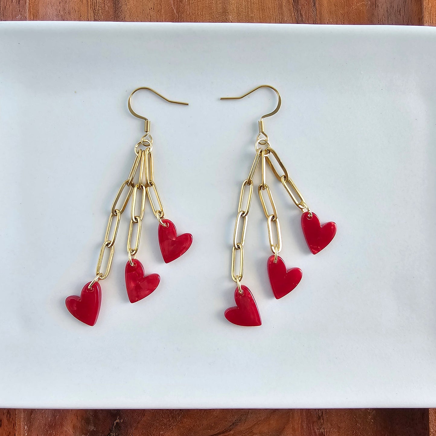 Heartstring Earrings - Red