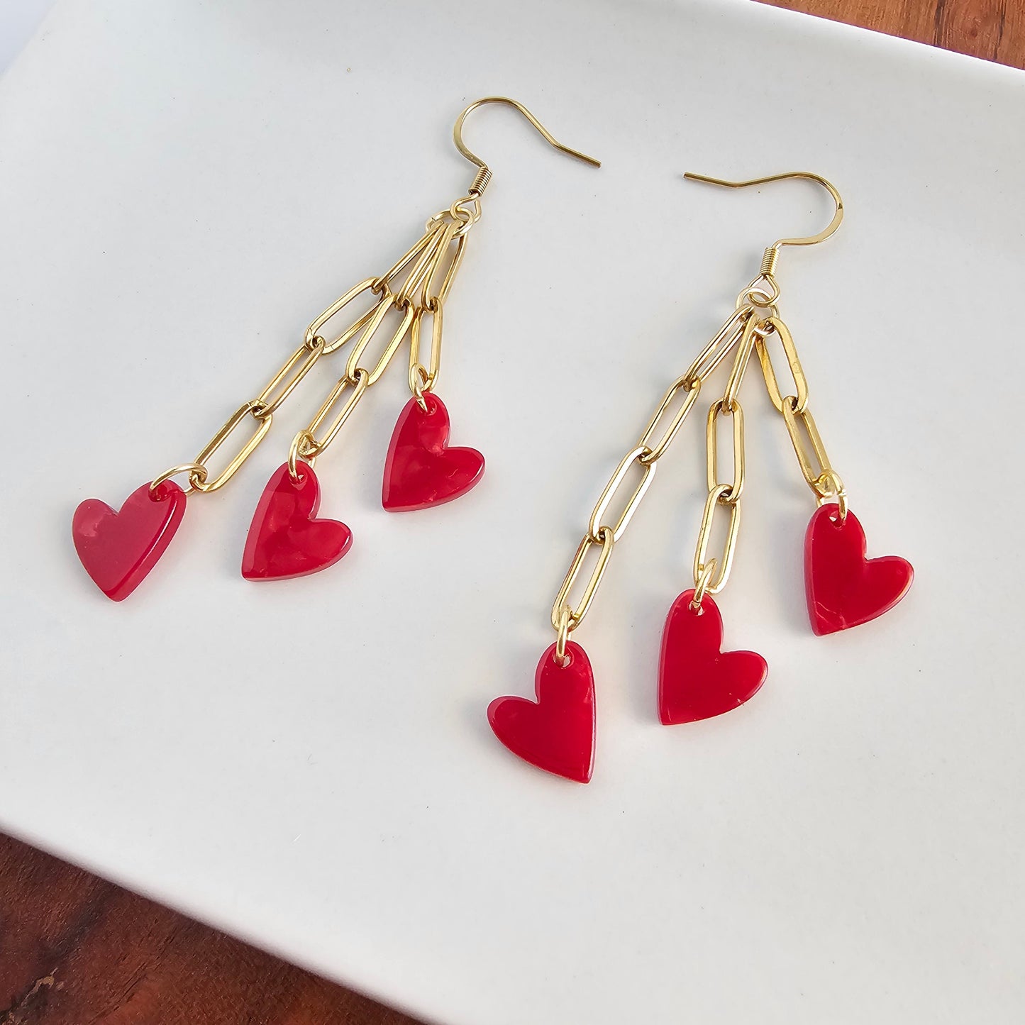Heartstring Earrings - Red