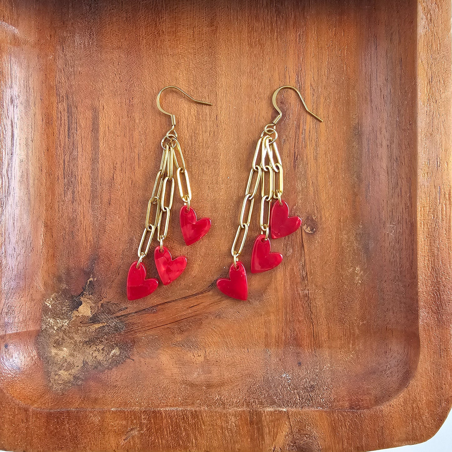 Heartstring Earrings - Red