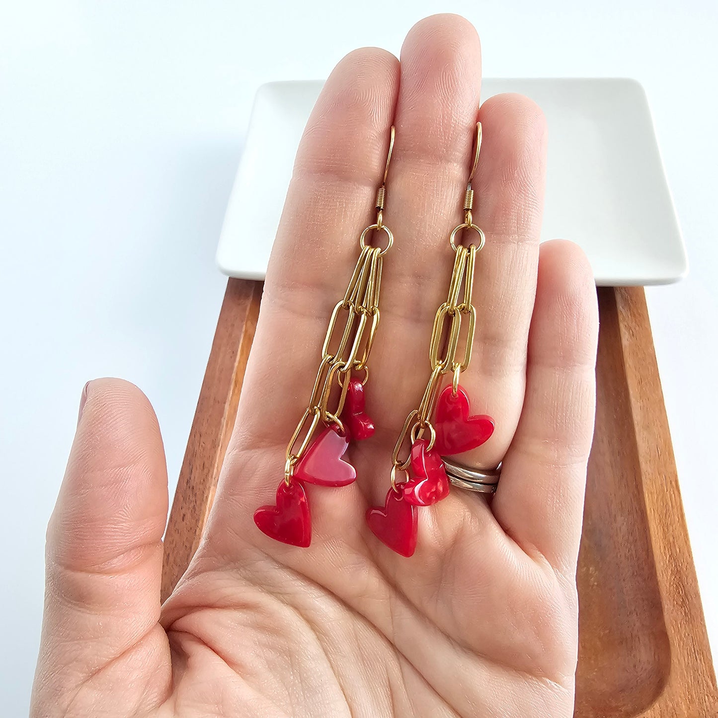 Heartstring Earrings - Red