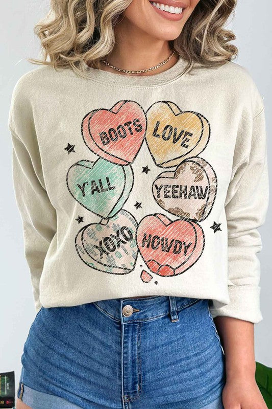 VALENTINES CANDY WESTERN GRAPHIC SWEATSHIRT