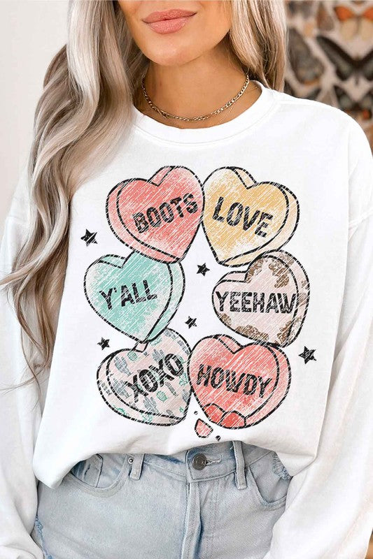 VALENTINES CANDY WESTERN GRAPHIC SWEATSHIRT