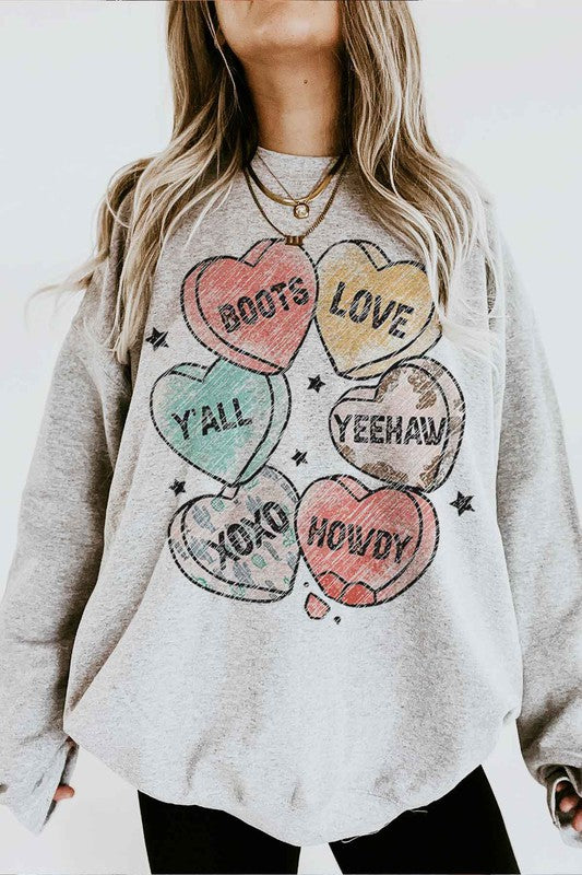 VALENTINES CANDY WESTERN GRAPHIC SWEATSHIRT