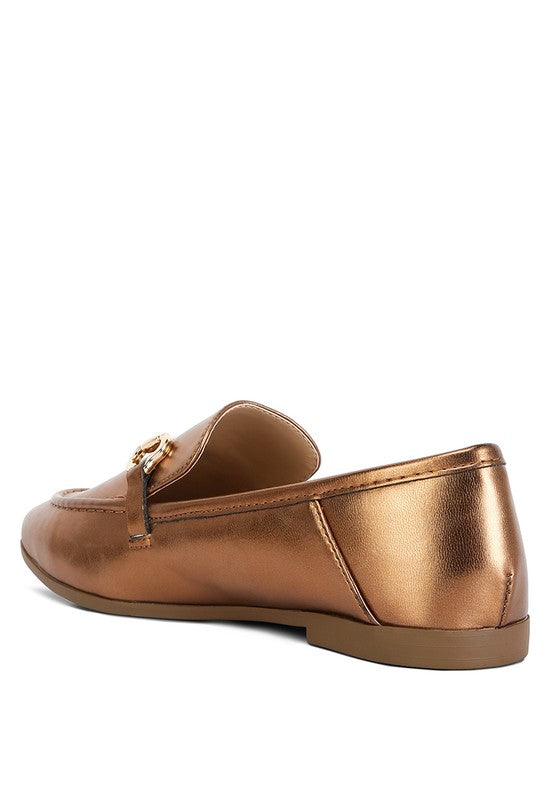 Ichiro Metallic Faux Leather Horsebit Loafers