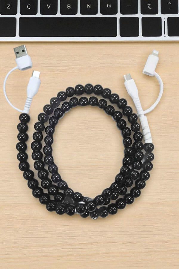Updated Black Beaded Cord Phone Charger ETA9/22/25