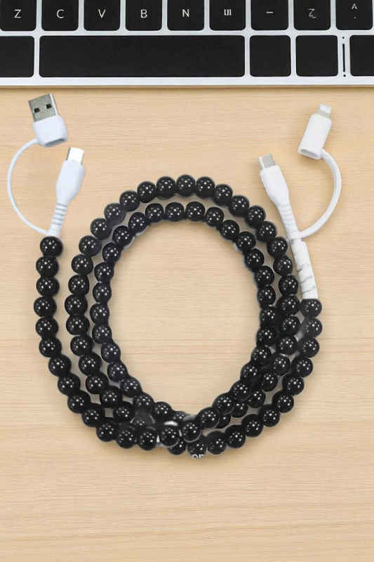 Updated Black Beaded Cord Phone Charger ETA9/22/25