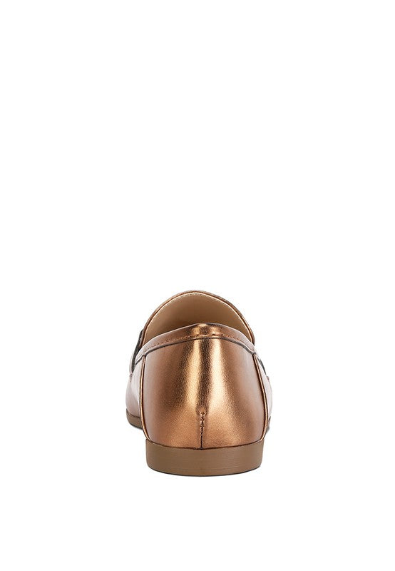 Ichiro Metallic Faux Leather Horsebit Loafers