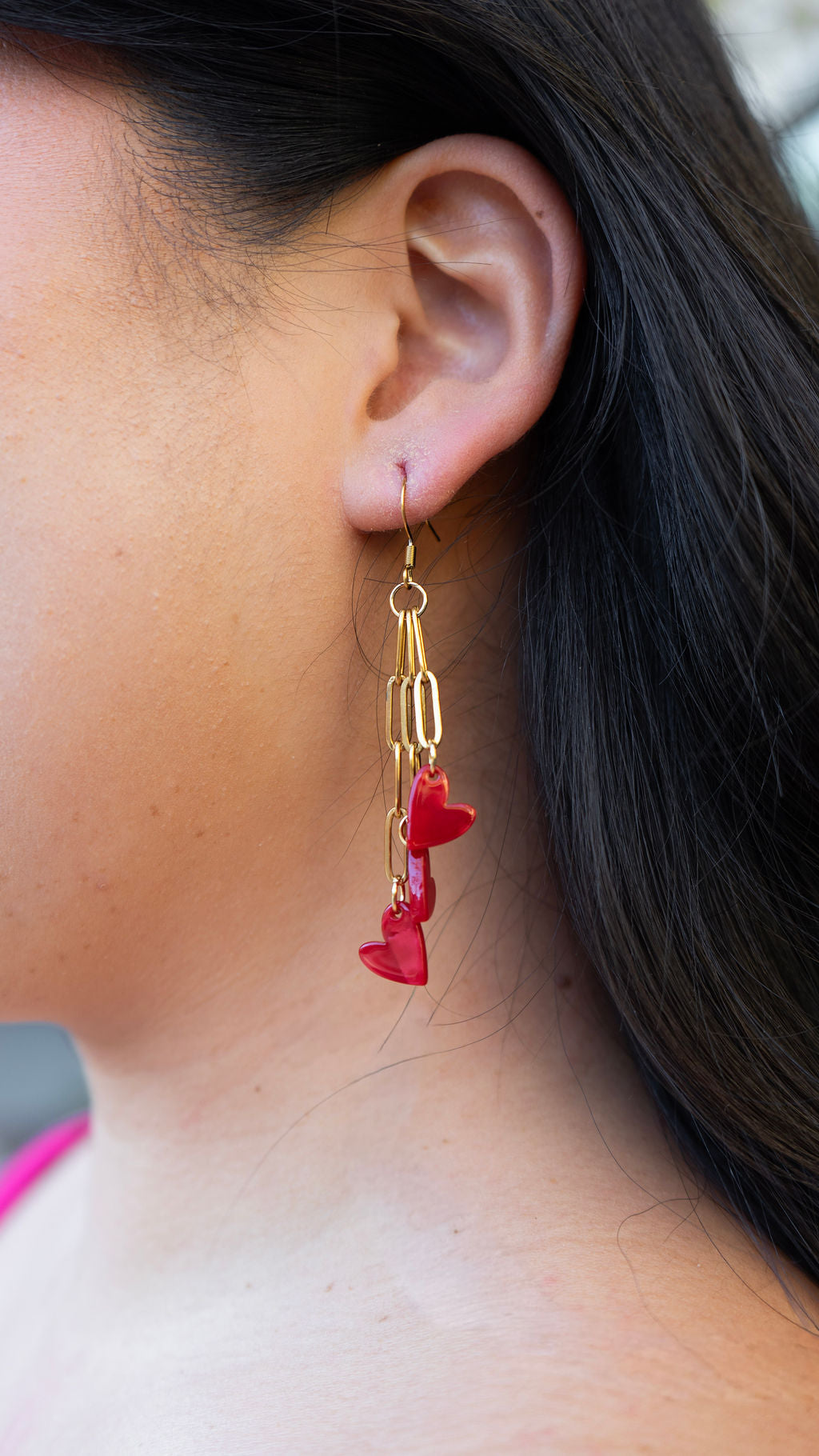 Heartstring Earrings - Red