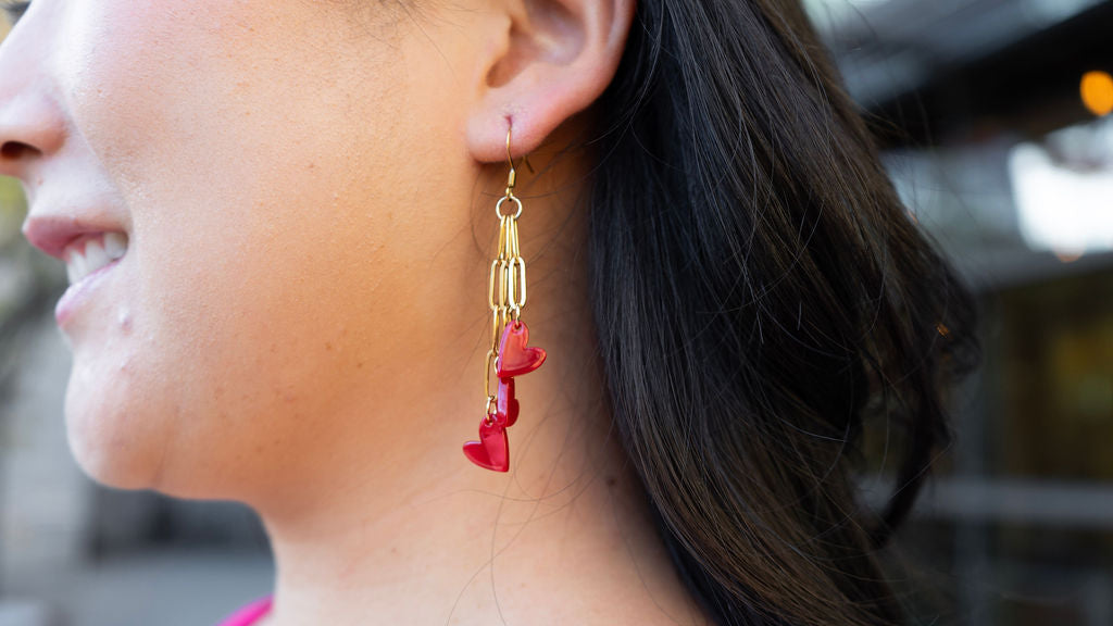 Heartstring Earrings - Red