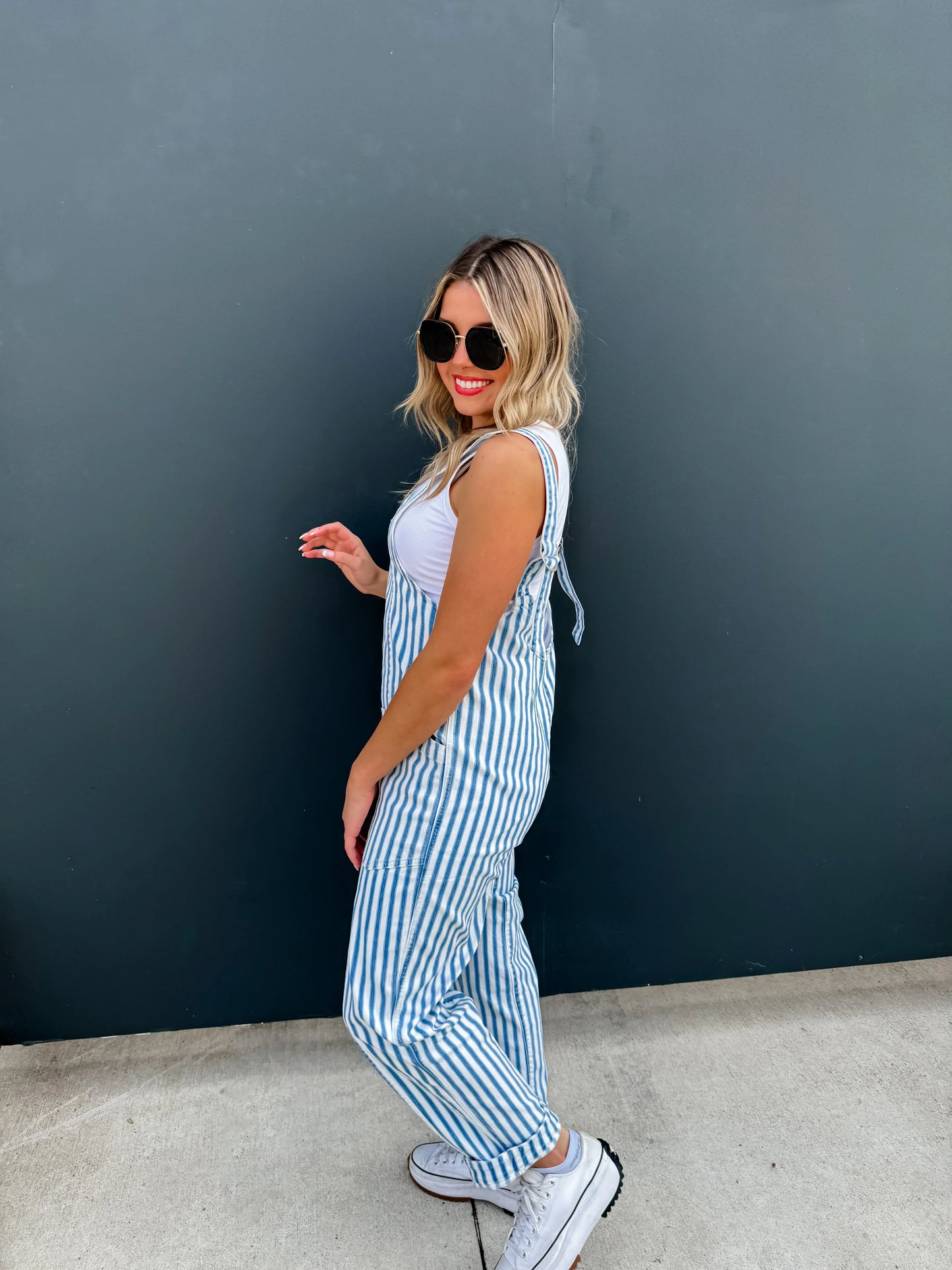 PREORDER: Blue Stripe Britte Romper Overalls