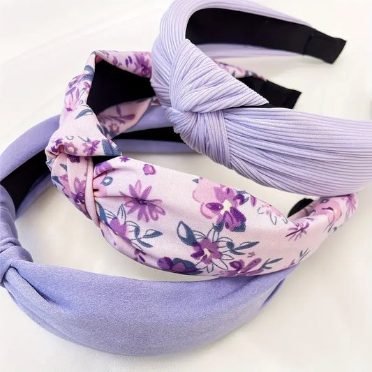 Spring Purples Knotted Headband Set of 3