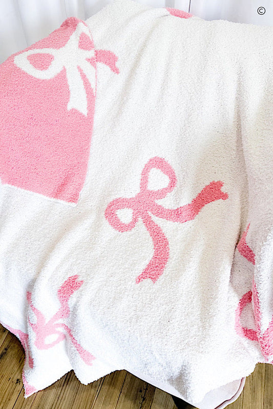 Pink and White Bow Luxury Blanket ETA 9/25