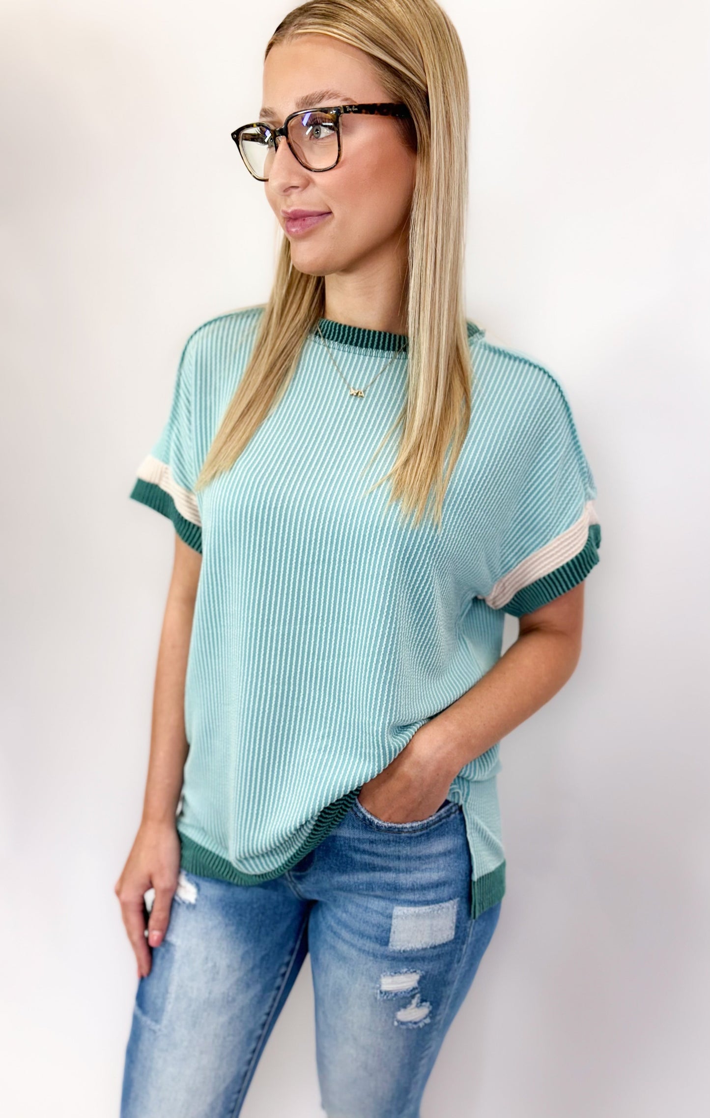 Brandy Ribbed Top in Green