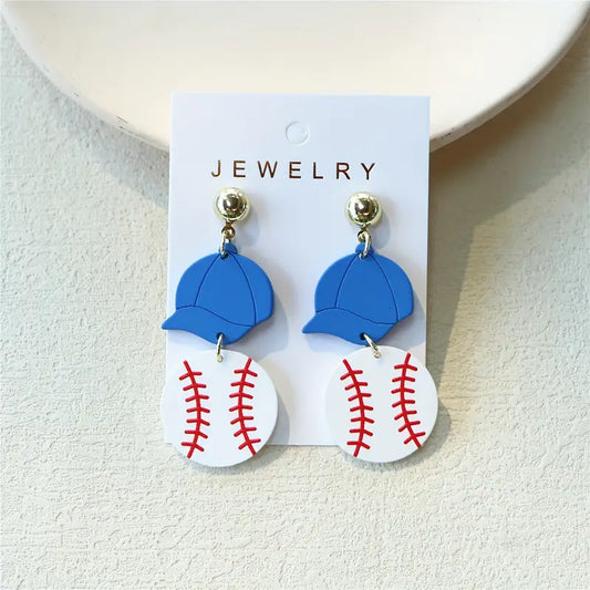Baseball Hats + Ball Hang Earrings