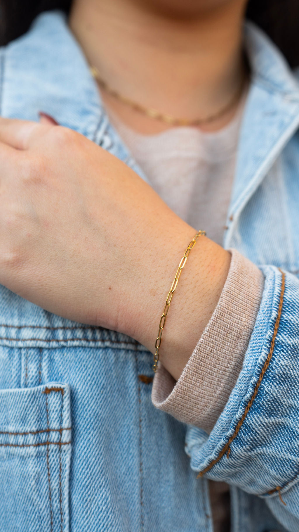 Luxe Gold Delicate Paper Clip Bracelet