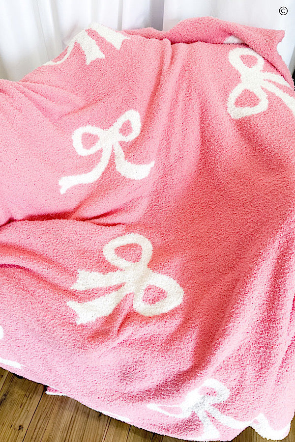 Pink and White Bow Luxury Blanket ETA 9/25