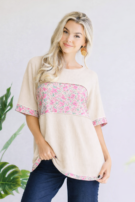 Cream Bloom Contrast Tee