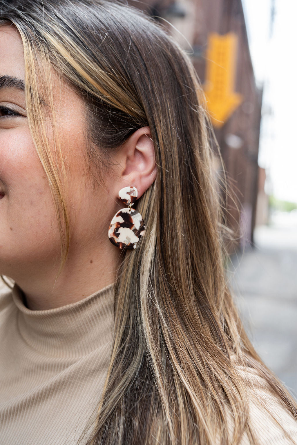 Penelope Earrings - Cowhide