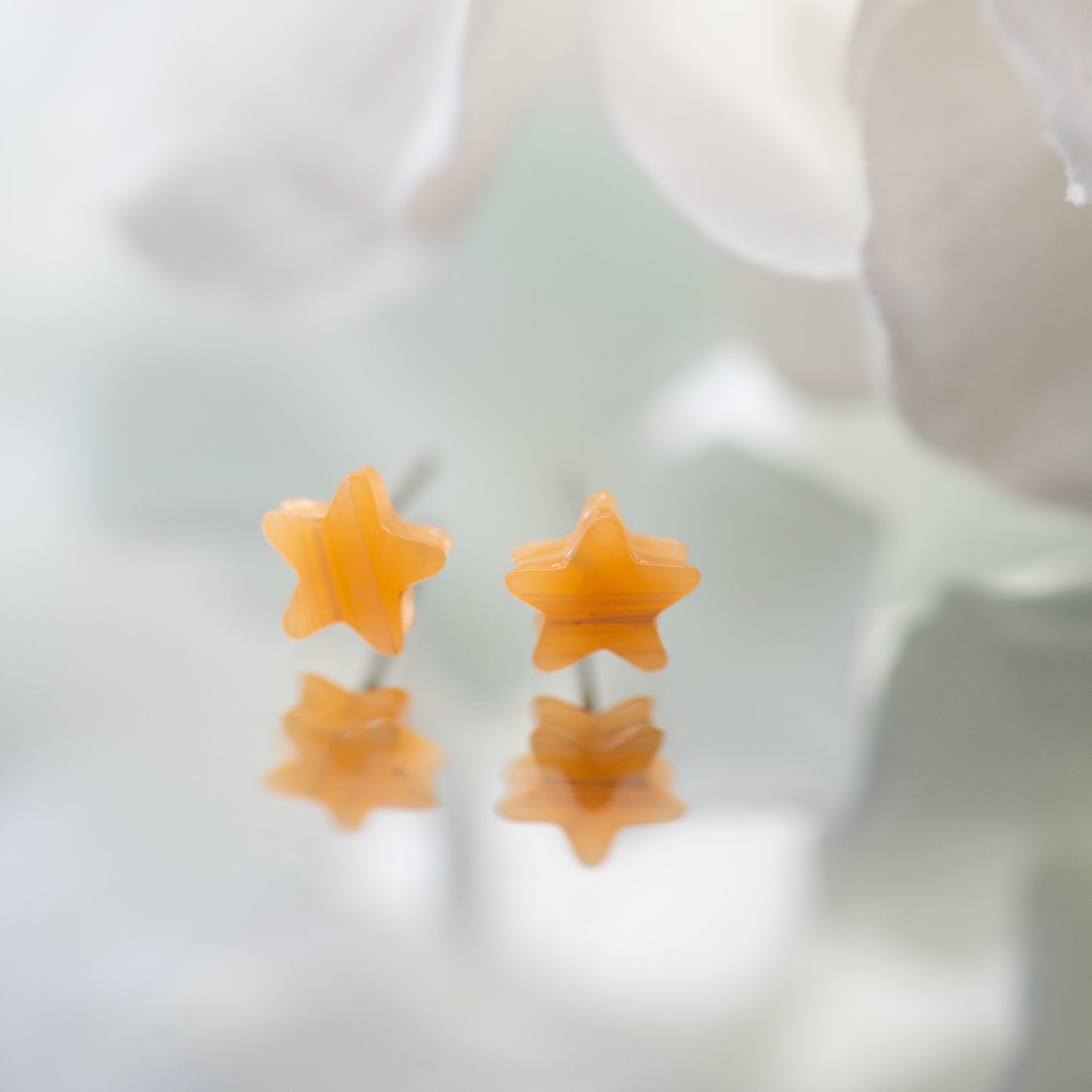 Amber Stripe Mini Star Stud Earrings