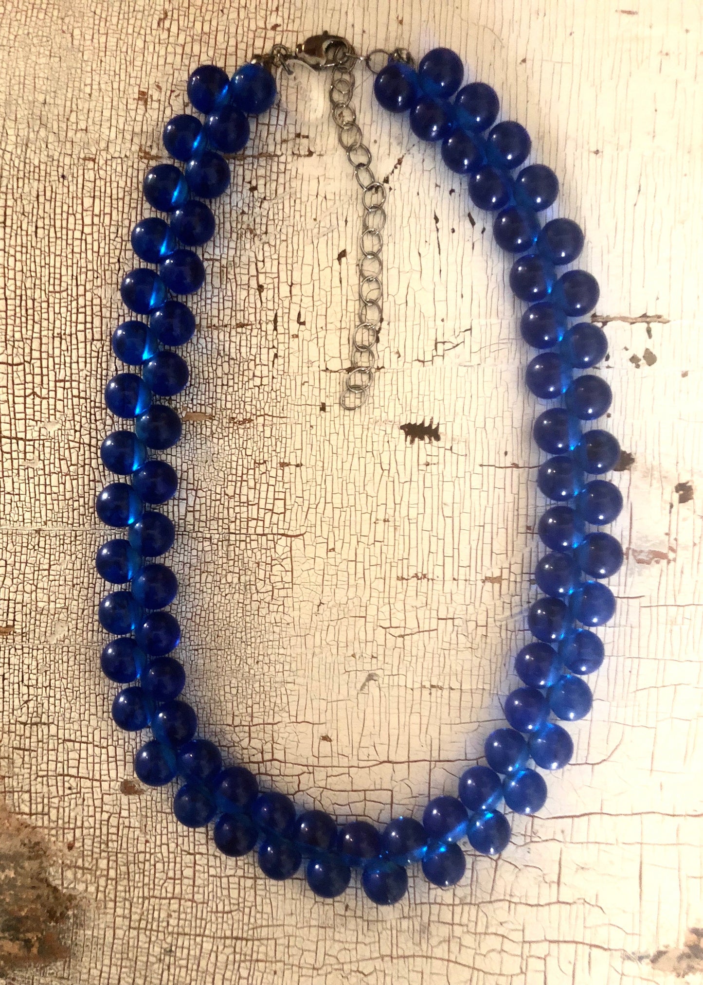 Aqua Blue Button Beaded Marco Necklace