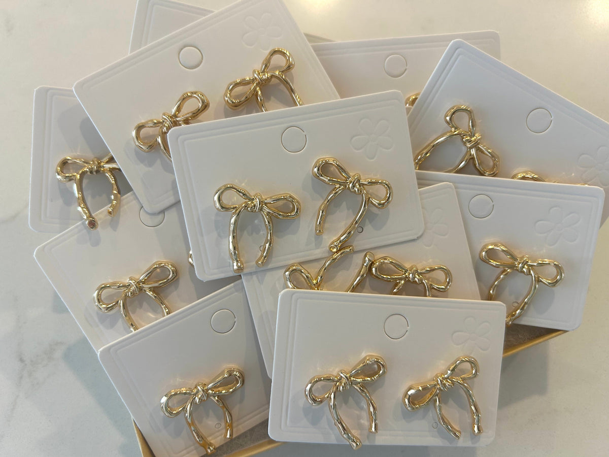 Gold Bow Stud Earrings