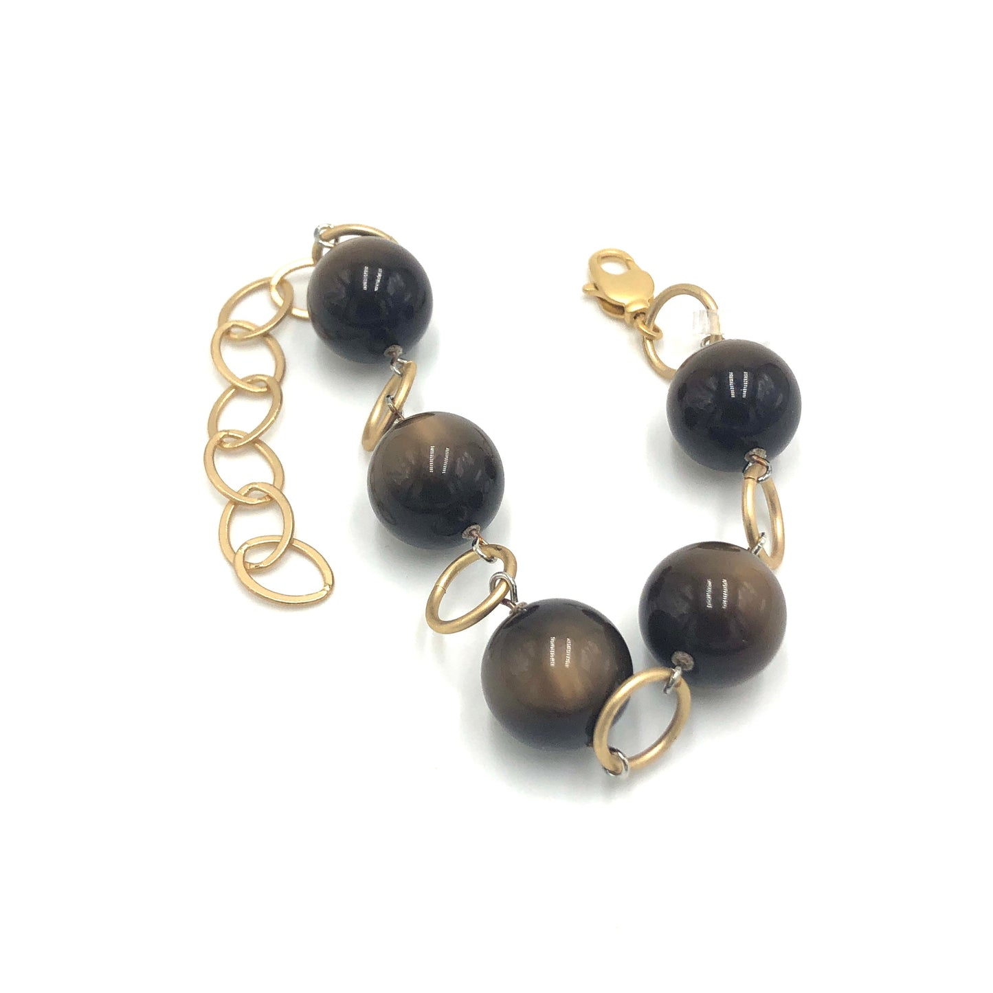 Chocolate Moonglow & Gold Stations Bracelet