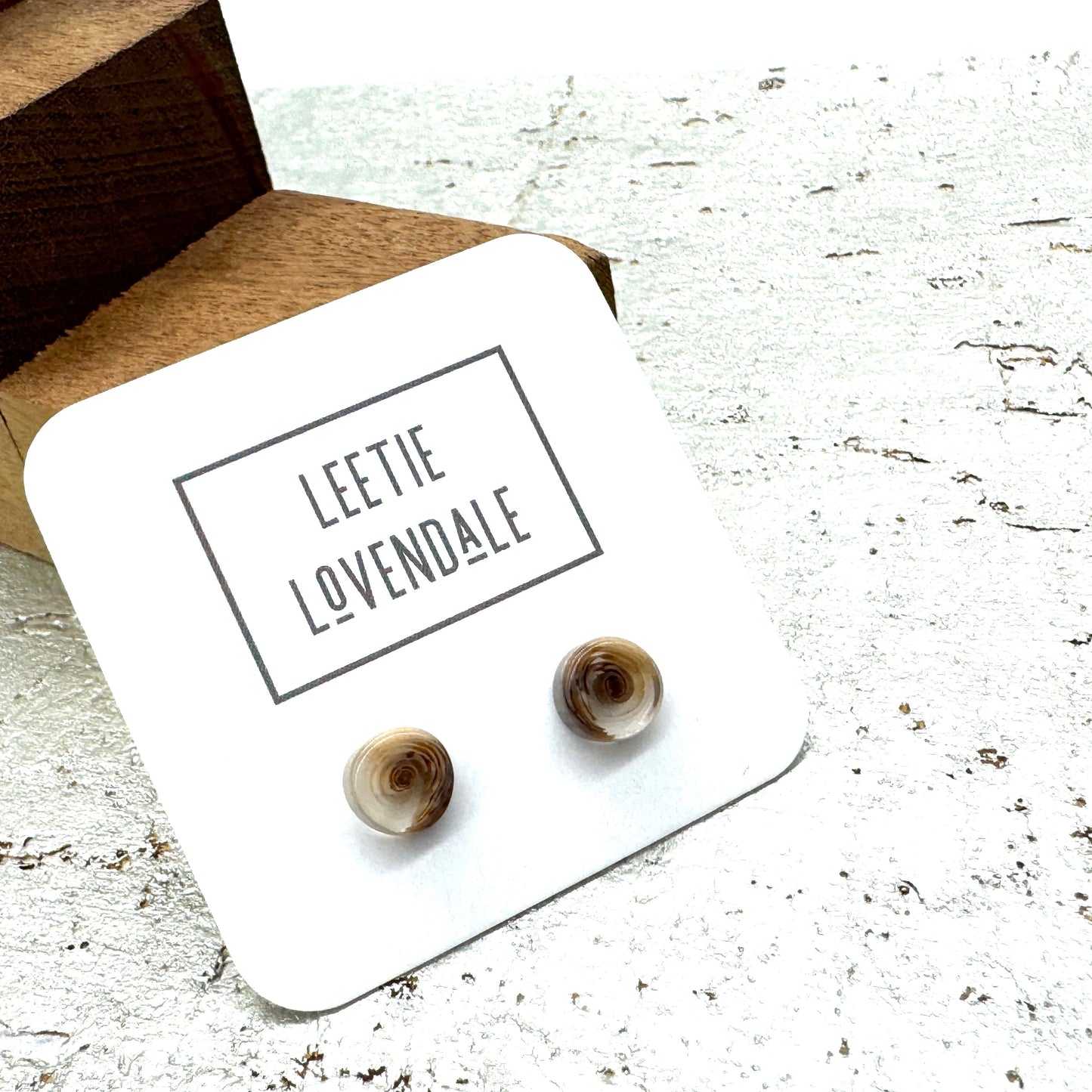 Beige & Brown Swirl Stud Earrings