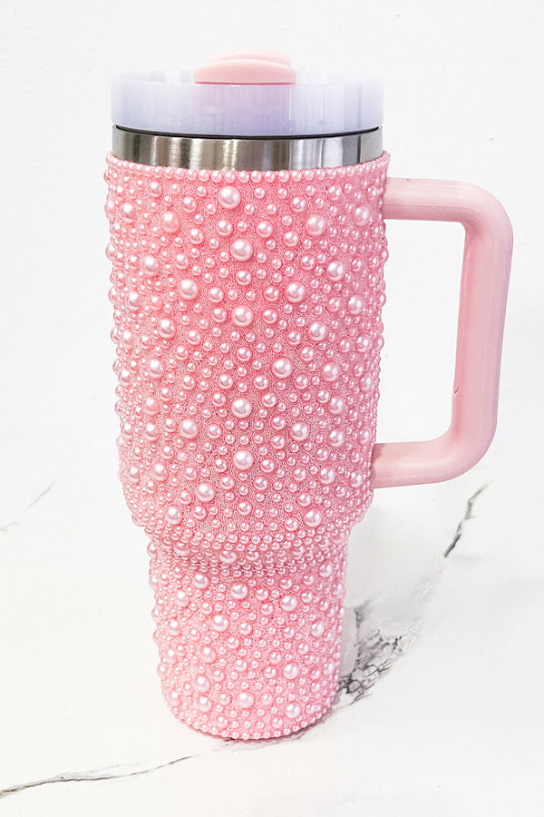 40 oz Pink Pearl Studded Tumbler