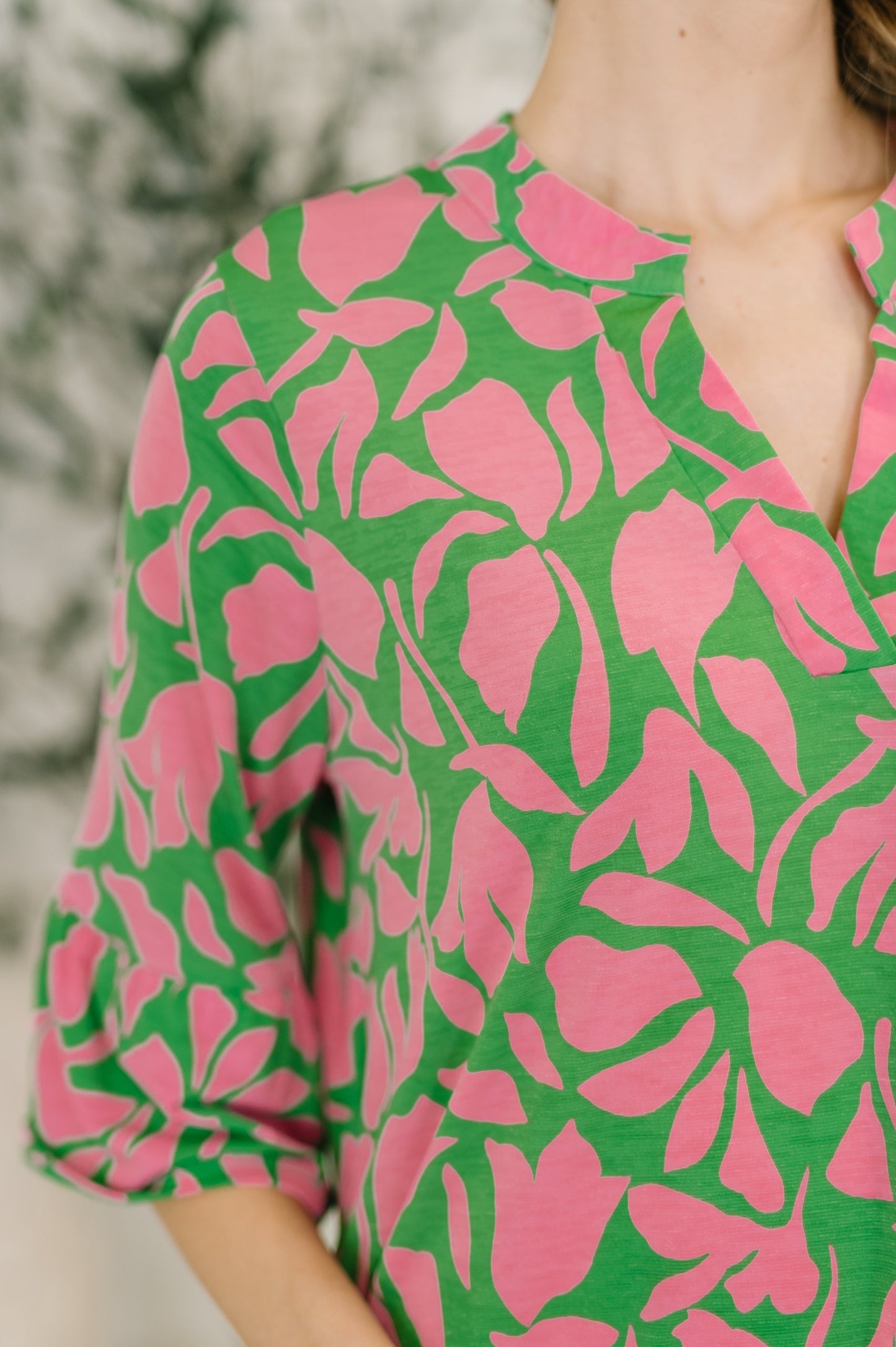 Lizzy Sunday Dress in Emerald Abstract Floral