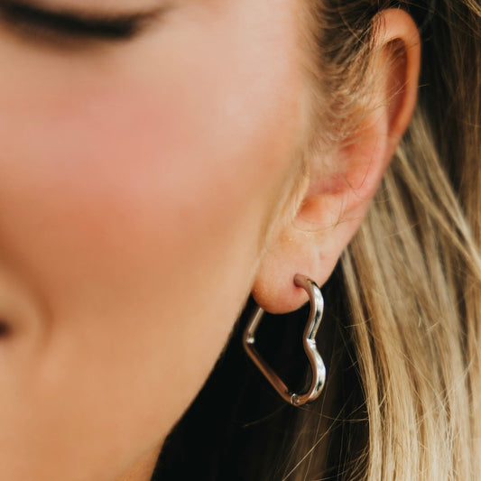 Love On My Mind Heart Hoop Earrings - WATERPROOF