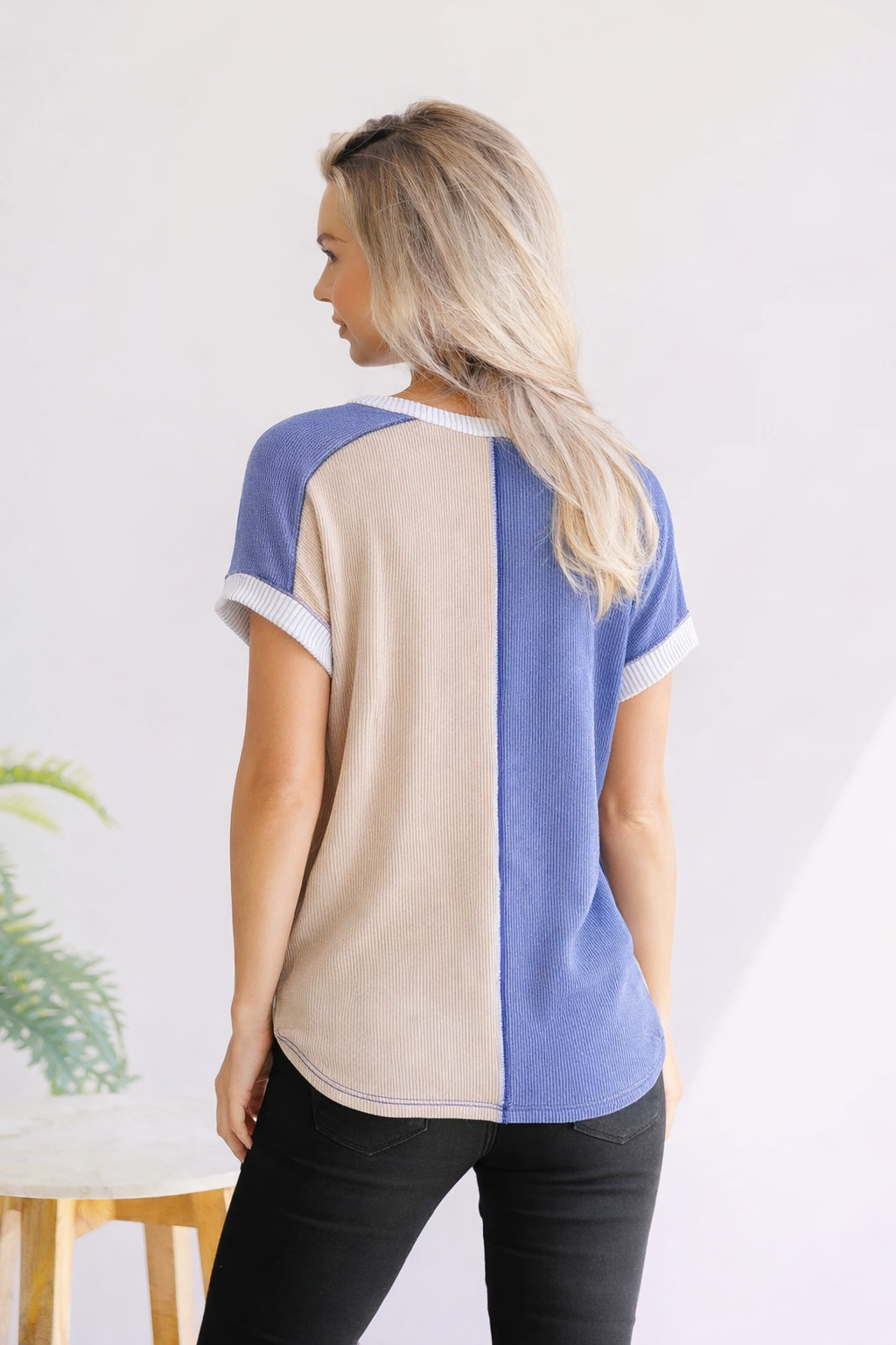 Midnight & Sand Button Top