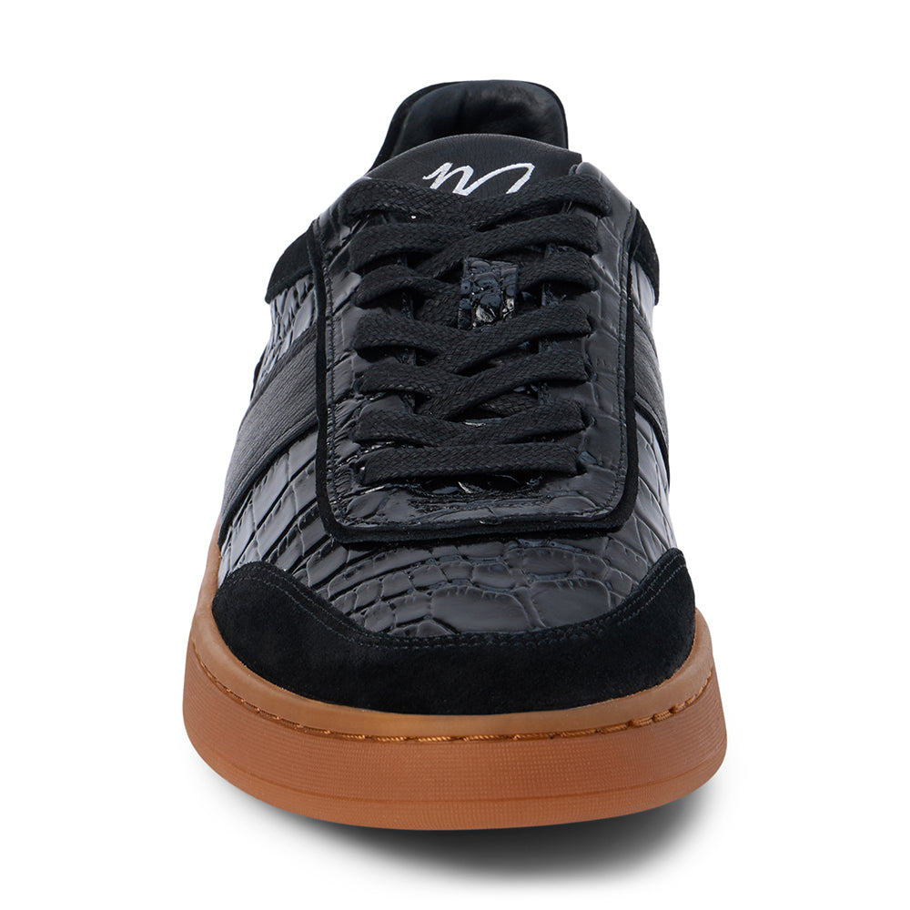 Quincy Low-Top Sneaker in Black Croc Print