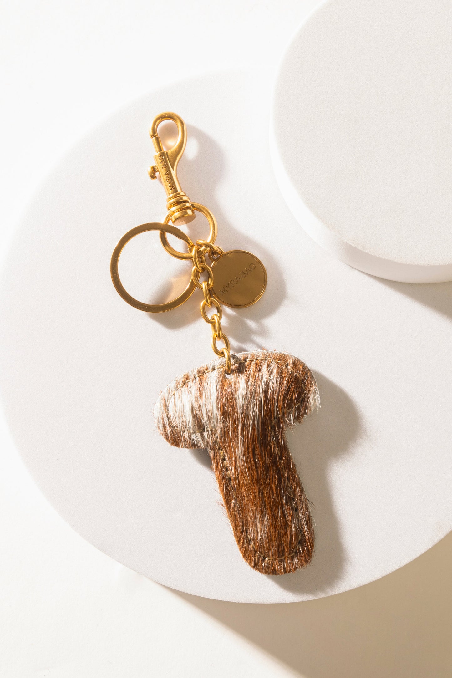 Alpha Hairon Bag Charm in Brown & White