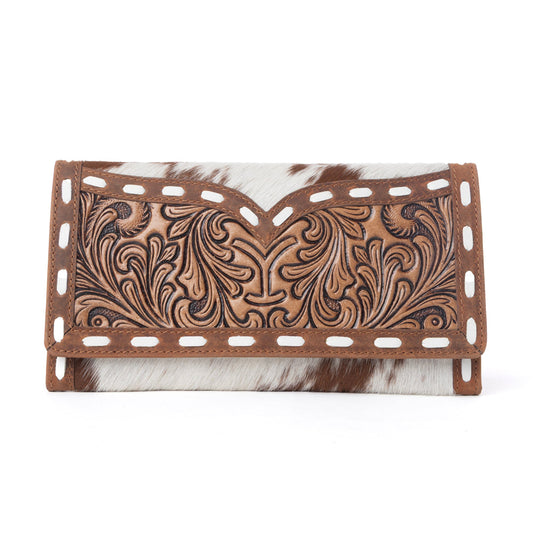 Myra Yellowstone Sienna Stockyard Hairon Leather Women’s Wallet in Cream Cocoa