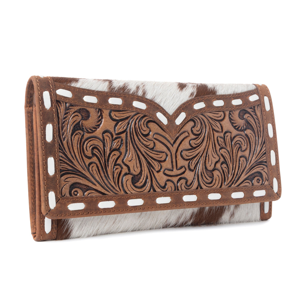 Myra Yellowstone Sienna Stockyard Hairon Leather Women’s Wallet in Cream Cocoa